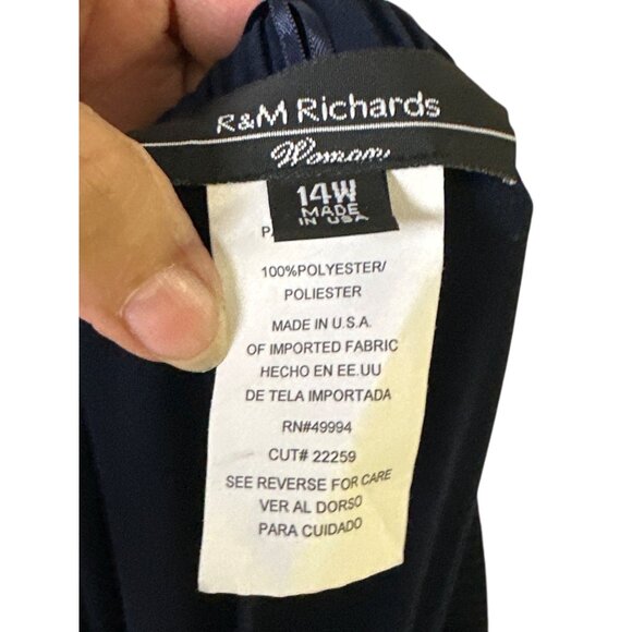 R&M Richards Size 14W  Attached  Shell 2-Piece Suit With Lace Details Navy Blue - Picture 9 of 14